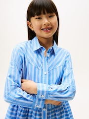 Tommy Hilfiger Blue Stripe Poplin Relaxed Shirt Dress - Image 4 of 5