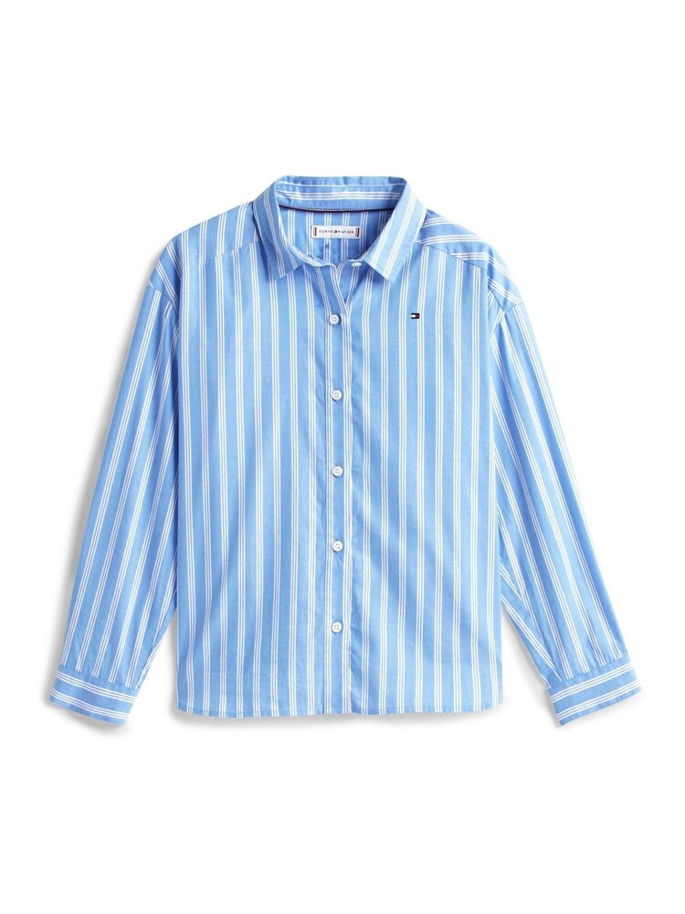 Tommy Hilfiger Blue Varsity Relaxed Fit Stripe Poplin Shirt - Image 5 of 5 Tommy Hilfiger Blue Varsity Relaxed Fit Stripe Poplin Shirt - Image 5 of 5