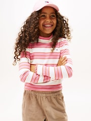 Tommy Hilfiger Pink Ribbed Extra Slim Mock Neck Top - Image 1 of 5