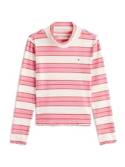 Tommy Hilfiger Pink Ribbed Extra Slim Mock Neck Top - Image 5 of 5