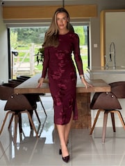 Girl In Mind Purple Alima Florar Embroidered Mesh Bodycon Dress - Image 1 of 5