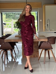 Girl In Mind Purple Alima Florar Embroidered Mesh Bodycon Dress - Image 2 of 5