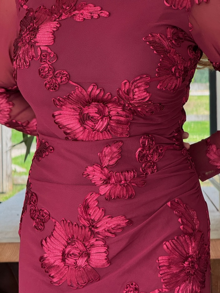 Girl In Mind Purple Alima Florar Embroidered Mesh Bodycon Dress - Image 5 of 5 Girl In Mind Purple Alima Florar Embroidered Mesh Bodycon Dress - Image 5 of 5