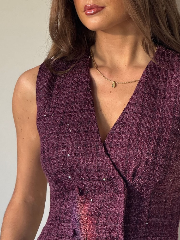 Girl In Mind Purple Hazel Tailored Sequin Tweed Mini Dress - Image 6 of 6 Girl In Mind Purple Hazel Tailored Sequin Tweed Mini Dress - Image 6 of 6