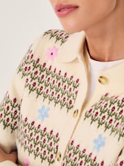 Monsoon Natural Ella Floral Collar Cardigan - Image 2 of 4