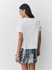 White Embellished Bridal Going To The Chapel Slogan Short Sleeve T-Shirt - Image 4 of 8