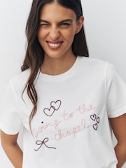 White Embellished Bridal Going To The Chapel Slogan Short Sleeve T-Shirt - Image 5 of 8