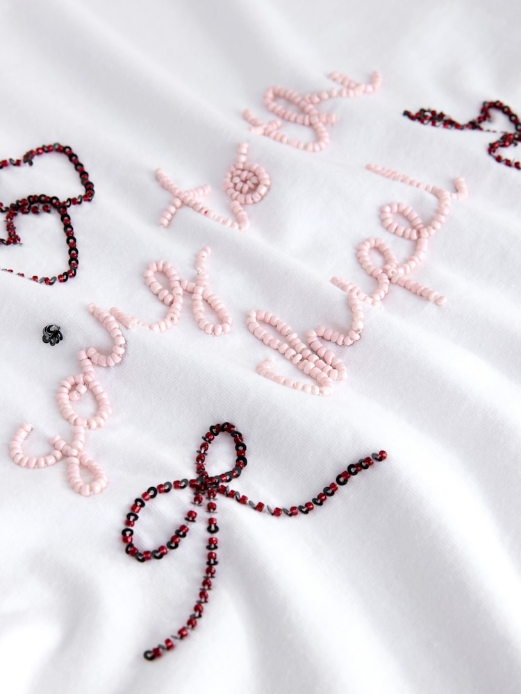 White Embellished Bridal Going To The Chapel Slogan Short Sleeve T-Shirt - Image 8 of 8