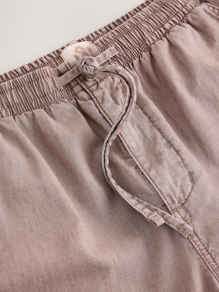 Pink Relaxed Fit Linen Cotton Blend Trousers With Elasticated Waist - Image 2 of 4