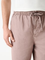Pink Relaxed Fit Linen Cotton Blend Trousers With Elasticated Waist - Image 6 of 10