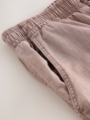 Pink Relaxed Fit Linen Cotton Blend Trousers With Elasticated Waist - Image 9 of 10