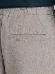 Mushroom Regular Tapered Fit Signature Linen Trousers With Elasticated Waist - Image 4 of 6