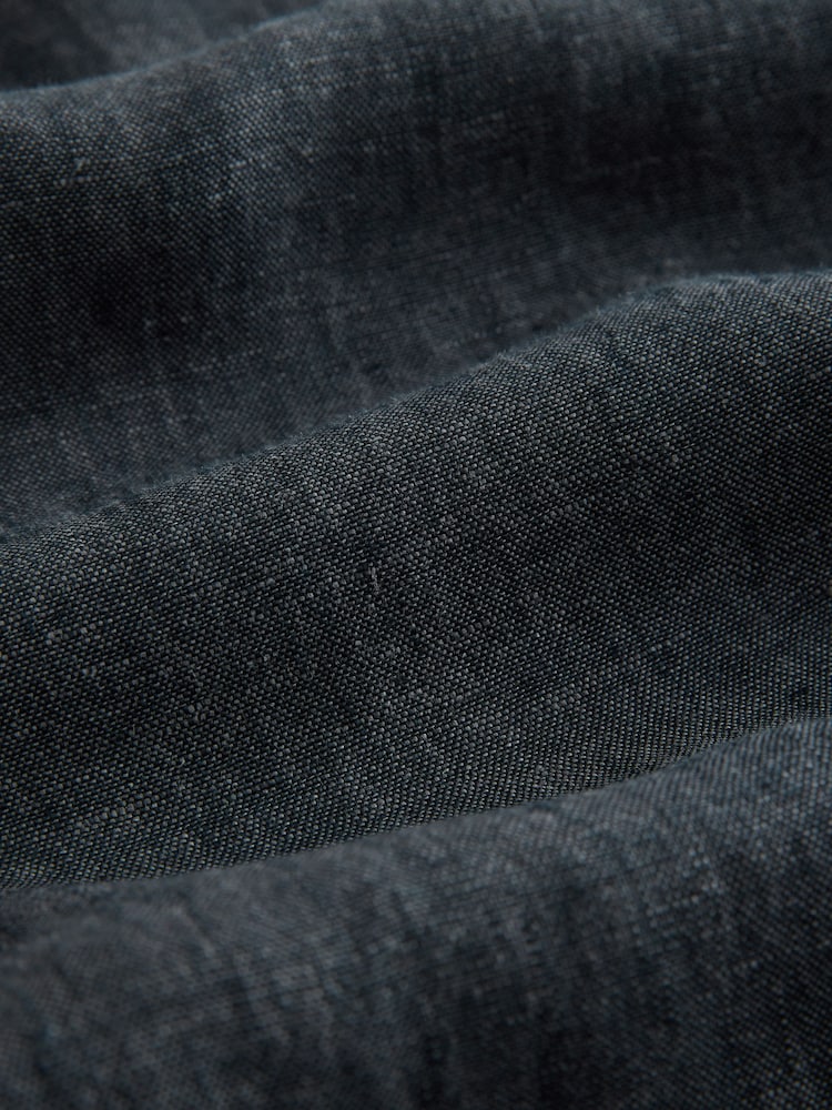Charcoal Grey Relaxed Fit Signature 100% Linen Pleated Chino Trousers - Image 2 of 4