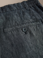 Charcoal Grey Relaxed Fit Signature 100% Linen Pleated Chino Trousers - Image 9 of 10