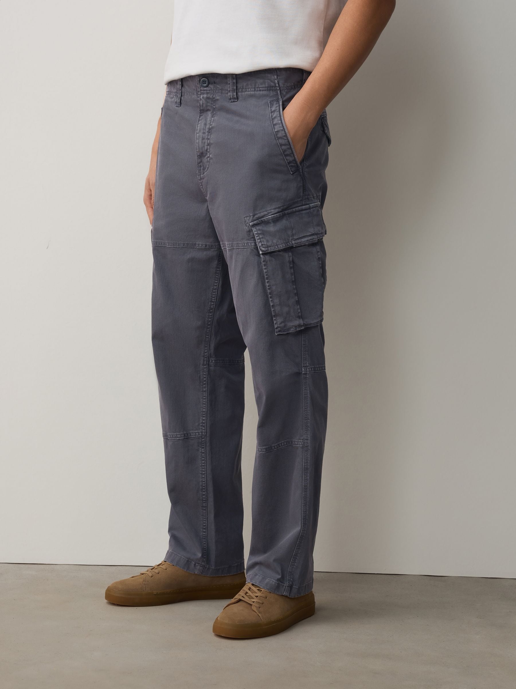 Buy Charcoal Grey Relaxed Fit Authentic Washed Cotton Rich Cargo