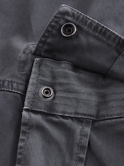 Charcoal Grey Relaxed Fit Authentic Washed Cotton Rich Cargo Trousers With Stretch - Image 10 of 11