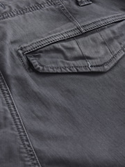 Charcoal Grey Relaxed Fit Authentic Washed Cotton Rich Cargo Trousers With Stretch - Image 11 of 11