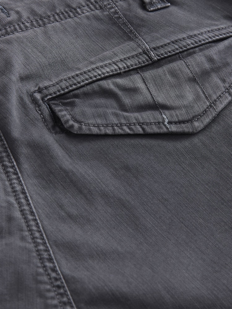 Charcoal Grey Relaxed Fit Authentic Washed Cotton Rich Cargo Trousers With Stretch - Image 11 of 11 Charcoal Grey Relaxed Fit Authentic Washed Cotton Rich Cargo Trousers With Stretch - Image 11 of 11