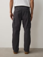 Charcoal Grey Relaxed Fit Authentic Washed Cotton Rich Cargo Trousers With Stretch - Image 2 of 11