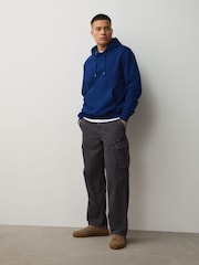 Charcoal Grey Relaxed Fit Authentic Washed Cotton Rich Cargo Trousers With Stretch - Image 3 of 11