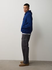 Charcoal Grey Relaxed Fit Authentic Washed Cotton Rich Cargo Trousers With Stretch - Image 4 of 11