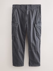 Charcoal Grey Relaxed Fit Authentic Washed Cotton Rich Cargo Trousers With Stretch - Image 7 of 11