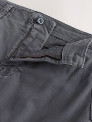 Charcoal Grey Relaxed Fit Authentic Washed Cotton Rich Cargo Trousers With Stretch - Image 9 of 11