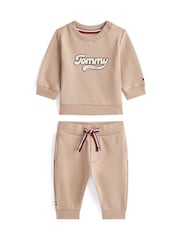 Tommy Hilfiger Brown Varsity Sweatshirt And Joggers Set - Image 1 of 2
