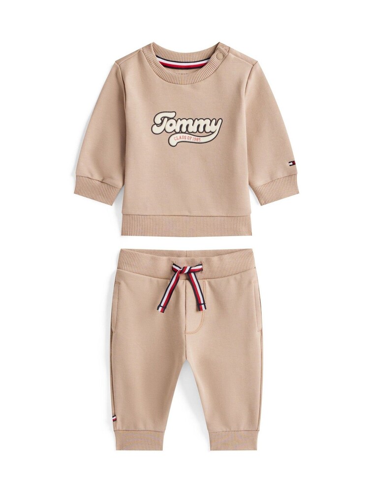 Tommy Hilfiger Brown Varsity Sweatshirt And Joggers Set - Image 1 of 2 Tommy Hilfiger Brown Varsity Sweatshirt And Joggers Set - Image 1 of 2