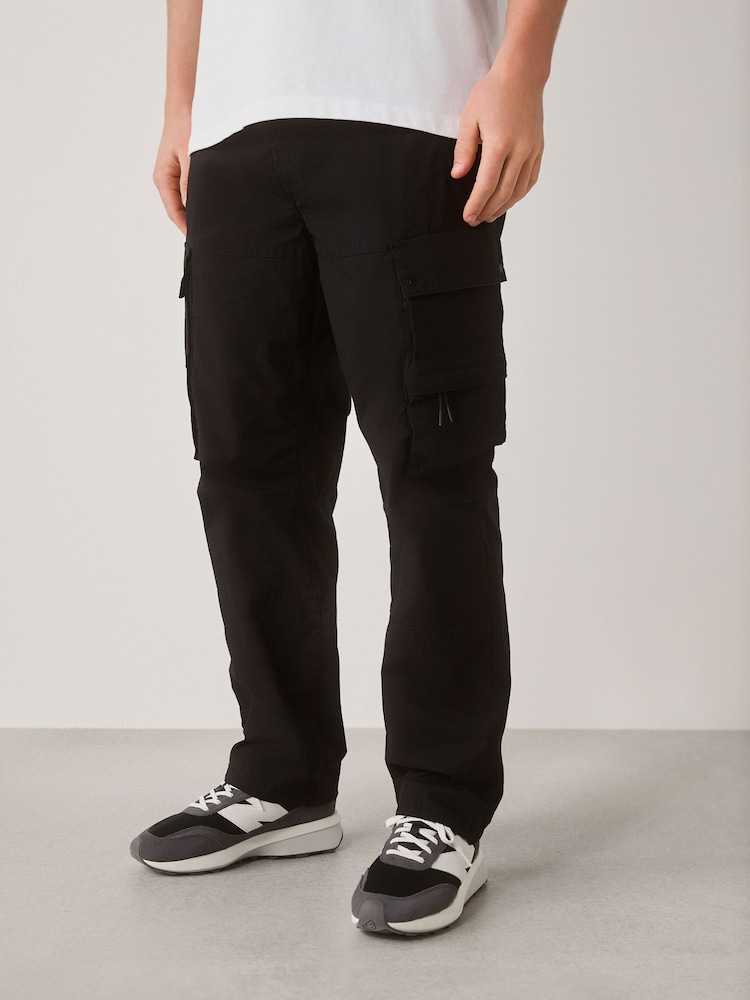 Black Regular Tapered Fit Tech Stretch Utility Cargo Trousers - Image 1 of 11