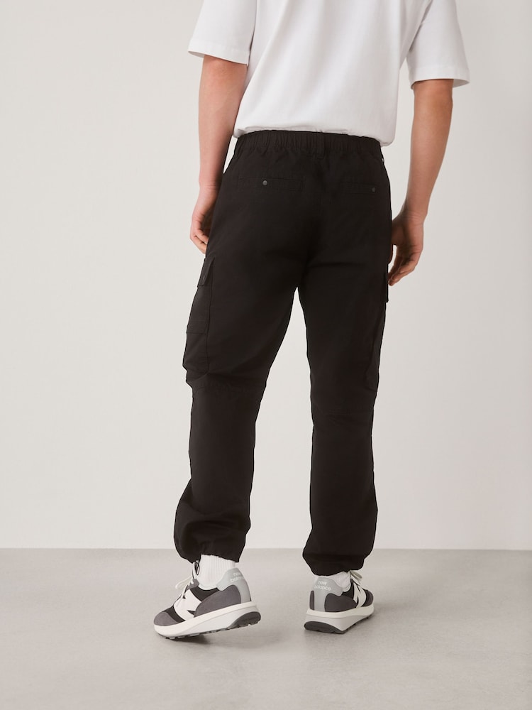 Black Regular Tapered Fit Tech Stretch Utility Cargo Trousers - Image 2 of 11