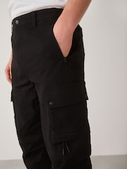 Black Regular Tapered Fit Tech Stretch Utility Cargo Trousers - Image 6 of 11