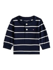 Tommy Hilfiger Blue Essential Stripe Long Sleeve Henley Top - Image 1 of 2