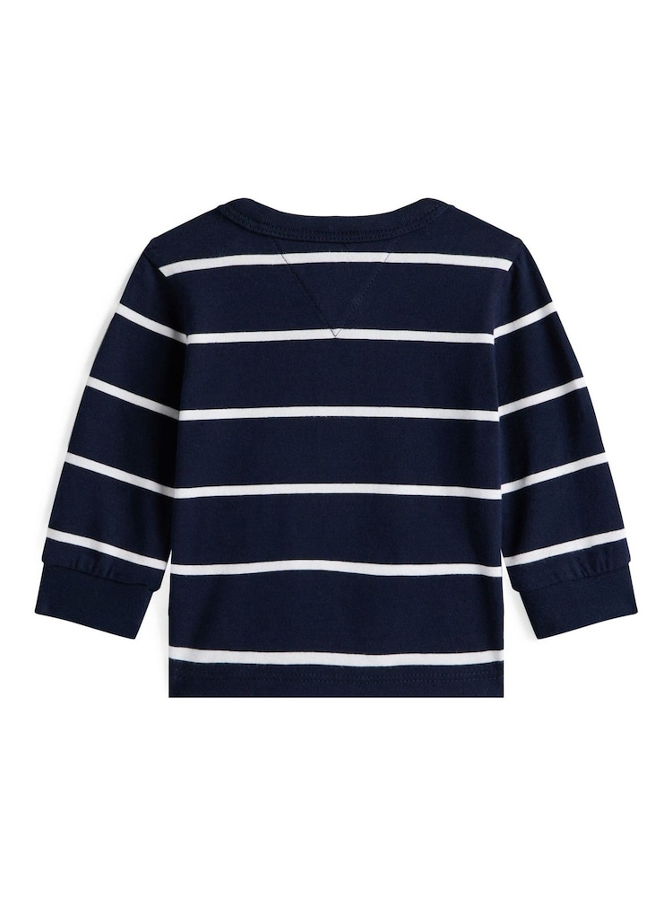 Tommy Hilfiger Blue Essential Stripe Long Sleeve Henley Top - Image 2 of 2