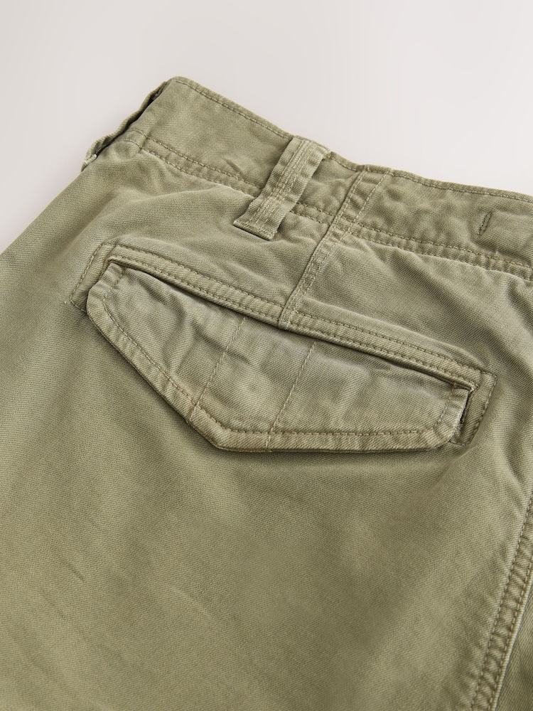 Khaki Green Relaxed Fit Authentic Washed Cotton Rich Cargo Trousers With Stretch - Image 11 of 11 Khaki Green Relaxed Fit Authentic Washed Cotton Rich Cargo Trousers With Stretch - Image 11 of 11
