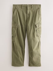 Khaki Green Relaxed Fit Authentic Washed Cotton Rich Cargo Trousers With Stretch - Image 7 of 11