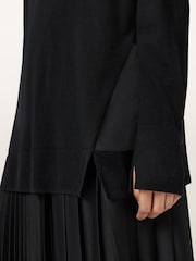AllSaints Black Bern Panel V-Neck Jumper - Image 1 of 7