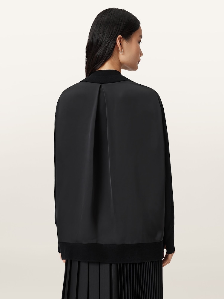 AllSaints Black Bern Panel V-Neck Jumper - Image 2 of 7