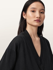 AllSaints Black Bern Panel V-Neck Jumper - Image 4 of 7
