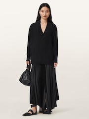 AllSaints Black Bern Panel V-Neck Jumper - Image 5 of 7