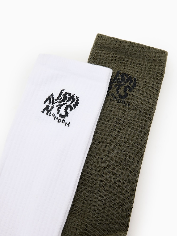 AllSaints Green Underground Socks 2 Pack - Image 2 of 2 AllSaints Green Underground Socks 2 Pack - Image 2 of 2