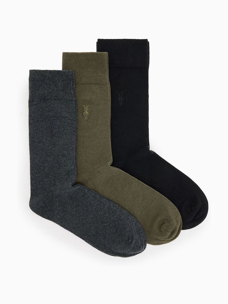 AllSaints Green Adan Ramskull Socks 3 Pack - Image 1 of 2 AllSaints Green Adan Ramskull Socks 3 Pack - Image 1 of 2