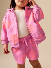 Pink Flowers Sweat Shorts (3mths-7yrs) - Image 1 of 7