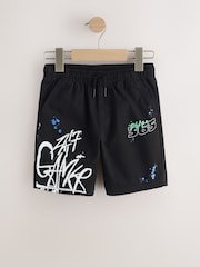 Black Print Regular Fit Shorts (3-16yrs) - Image 7 of 11