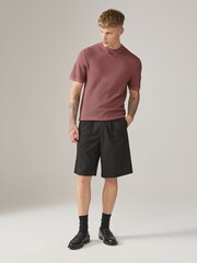 White/Damson Pink Textured Knit Crew Neck T-Shirts 2 Pack - Image 4 of 11