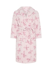 Yours Curve Pink Fluffy Bows Shawl Collar Robe - Image 5 of 5