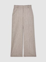 Reiss Grey Isla Petite Wide-Leg Textured Tailored Trousers - Image 2 of 7