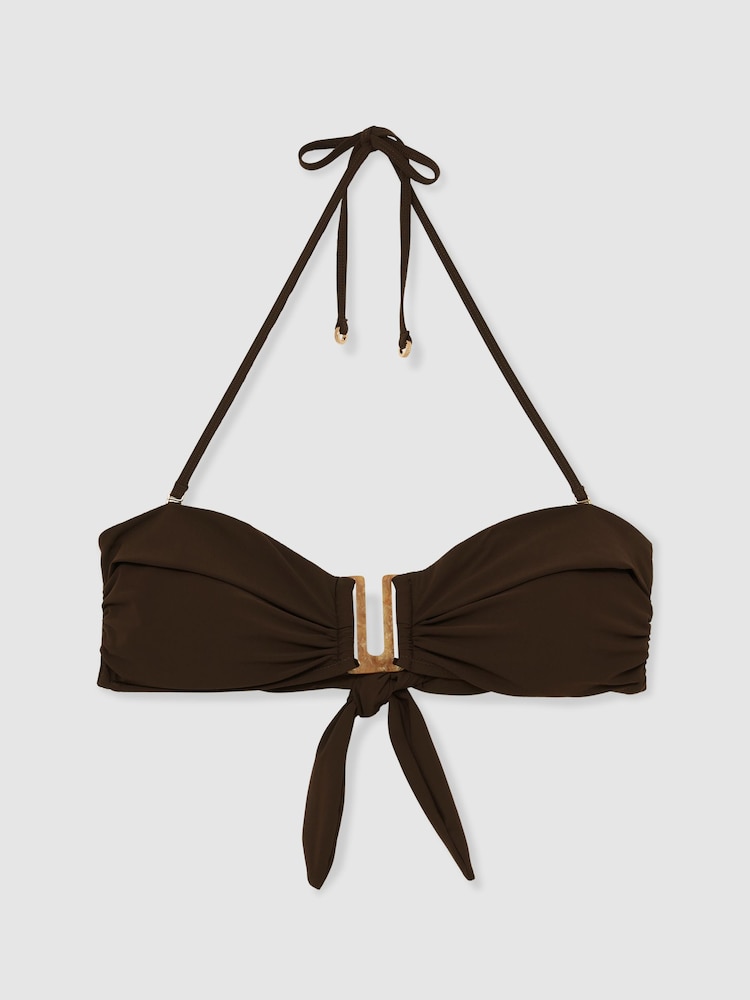 Reiss Chocolate Carina Removable-Strap Bandeau Bikini Top - Image 2 of 7 Reiss Chocolate Carina Removable-Strap Bandeau Bikini Top - Image 2 of 7