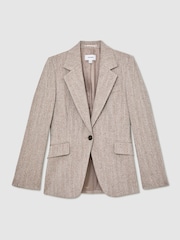 Reiss Grey Isla Single-Breasted Textured Blazer - Image 2 of 7