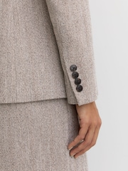 Reiss Grey Isla Single-Breasted Textured Blazer - Image 4 of 7